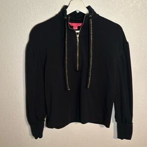 Lilly Pulitzer Black & Gold 1/2 Zip Popover Activewear Top Size XXS